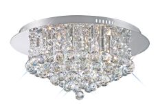 Dahlisbon Flush Ceiling, 450mm Round, 6 Light G9 Polished Chrome/Crystal