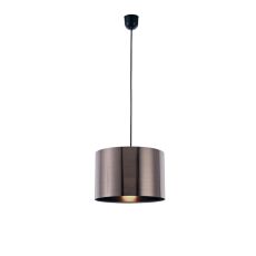 Dako Black Pendant 1 Light E27 With 300 x 200mm Metallic Gun Metal Finish Cylinder Shade, c/w Ceiling Bracket