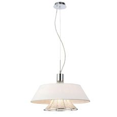 Davina Pendant With White Shade 3 Light G9 Polished Chrome/Crystal