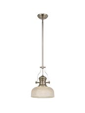 Davvid 1 Light Pendant E27 With 26.5cm Prismatic Glass Shade, Polished Nickel/Clear