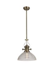Davvid 1 Light Pendant E27 With 33.5cm Prismatic Glass Shade, Polished Nickel/Clear