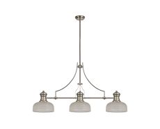 Davvid 3 Light Linear Pendant E27 With 26.5cm Prismatic Glass Shade, Polished Nickel, Clear