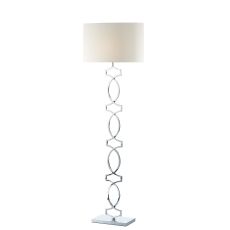 Dooveln 1 Light E14 Polished Chrome Floor Lamp With Inline Foot Switch C/W Creal Oval Faux Silk Shade