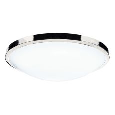 Dover 1 Light E27 Polished Chrome Round IP44 Flush Bathroom Ceiling Light With White Acrylic Diffuser