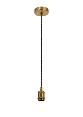 Dreifa 1.5m Suspension Kit 1 Light Gilt Bronze/Black Twisted Cable, E27 Max 20W, c/w Ceiling Bracket (Maximum Load 1.5kg)