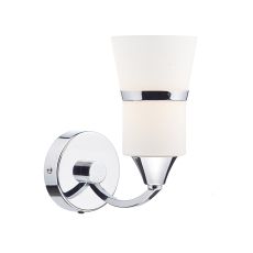 Dublin 1 Light E14 4W LED Bulbs Included Polished Chrome Wall Light With Opal Glass Shades