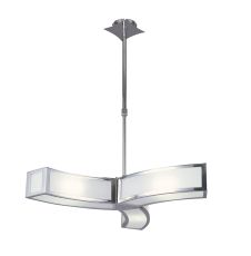 Duna E27 Pendant 3 Light L1, Polished Chrome/White Acrylic, CFL Lamps INCLUDED