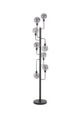 Eaton Floor Lamp, 8 Light G9, Graphite / Satin Nickel / Smoke Glass