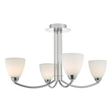 Edanna 4lt Semi Flush Polished Chrome & Opal Glass Bathroom Finish