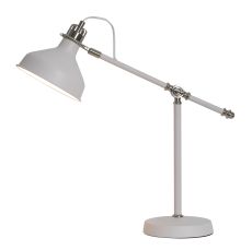 Edessa Adjustable Table Lamp, 1 x E27, Sand White/Satin Nickel/White