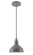 Edessa Small Pendant, 1 x E27, Sand Grey/Copper/White