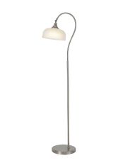 Elisha Floor Lamp 1 Light E27 Satin Nickel/Frosted Glass