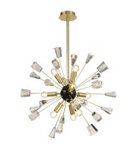 Ella Pendant Sputnik, 9 Light E14, Brushed Gold & Gloss Black/Crystal