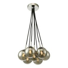 Elpis 7 Light G9 Polished Chrome Cluster Pendant C/W Smoked Glass Shades