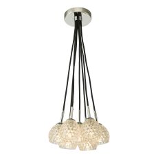 Elpis 7 Light G9 Polished Chrome Cluster Pendant C/W Clear Dimpled Open Style Glass Shade