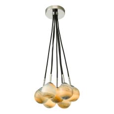 Elpis 7 Light G9 Polished Chrome Cluster Pendant C/W Planet Style Glass Shade