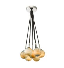 Elpis 7 Light G9 Polished Chrome Cluster Pendant C/W Large Planet Style Glass Shade
