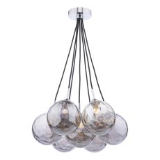 Elpis 7 Light G9 Polished Chrome Cluster Pendant C/W Smoked Dimpled Glass Shades