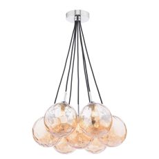 Elpis 7 Light G9 Polished Chrome Cluster Pendant C/W Champagne Dimpled Glass Shades