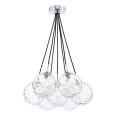 Elpis 7 Light G9 Polished Chrome Cluster Pendant C/W Clear Dimpled Glass Shades