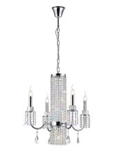 Emily Pendant 4+1 Light E14 Polished Chrome/Crystal