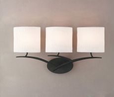 Eve Wall Lamp 3 Light E27, Anthracite With White Oval Shades