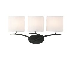 Eve Wall Lamp Switched 3 Light E27, Anthracite With White Oval Shades