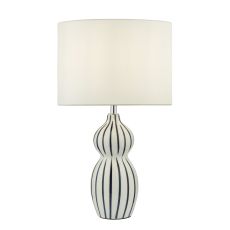 Evie 1 Light E27 White With Blue Stripe Ceramic Table Lamp With Inline Switch (Base Only)