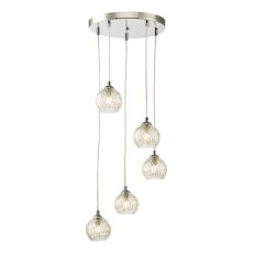 Federico 5 Light G9 Polished Chrome Adjustable Cluster Pendant C/W Clear/Wire Glass Shades