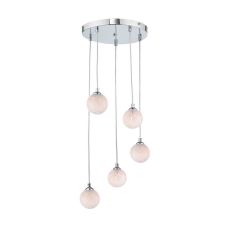 Federico 5 Light G9 Polished Chrome Adjustable Cluster Pendant C/W White Confetti Glass Shades