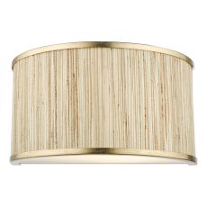 Fenella 2 Light E14 Gold Leaf Wall Light With Seagrass Shade