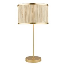 Fenella 1 Light E14 Gold Leaf Table Lamp With Inline Switch With Seagrass Shade
