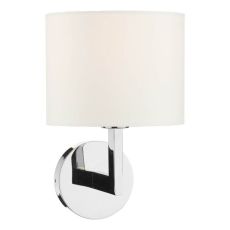 Ferrara 1 Light E14 polished Chrome Wall Light C/W Ferrara E27 Ivory Cotton 15cm Drum Shade