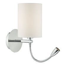 Feta 2 Light LED Integrated Wall Light (With Adjustable Reading Light) Polished Chrome - Base Only