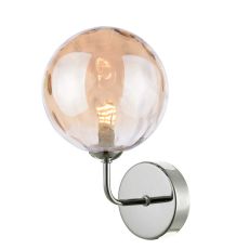 Feya 1 Light G9 Polished Chrome Wall Light C/W Champagne Dimpled Glass Shade