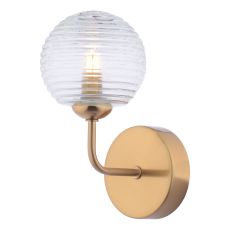 Feya 1 Light G9 Antique Bronze Wall Light C/W Clear Closed Ribbed Glass Shade