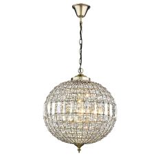 Ansel 1 Light E27 Antique Brass Adjustable Pendant