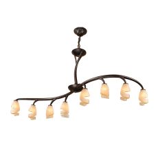 Forest Semi Ceililng 8 Light G9 Bar, Brown, Black Oxide