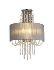 Freida Wall Lamp With Grey Shade 2 Light E14 Polished Chrome/Crystal