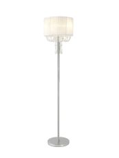 Freida Floor Lamp With White Shade 3 Light E14 Polished Chrome/Crystal