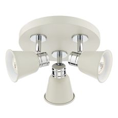 Fry 3 Light GU10 Cream With Polished Chrome Detail Adjustable Spotlight Fitting