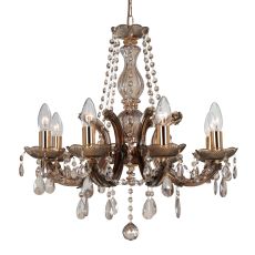 Gabrielle 55cm Chandelier With Acrylic Sconce & Glass Droplets 8 Light E14 Mink Finish