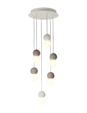Galaxia Pendant Round, 6 Light E27, White/Grey/Red Cement, White Base & Cable