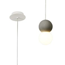 Galaxia Pendant Round, 1 Light E27, White/Grey Cement