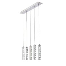 Galaxy Linear Pendant 5 Drop 15W LED 6000K Polished Chrome, Crystal