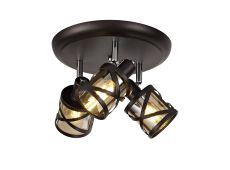 Graber 3 Light Round Spotlight E14, Oiled Bronze/Polished Chrome/Amber