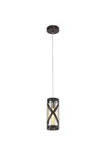 Graber 1 Light Pendant E14, Oiled Bronze/Polished Chrome/Amber