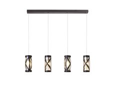 Graber 4 Light Bar Linear Pendant E14, Oiled Bronze/Polished Chrome/Amber