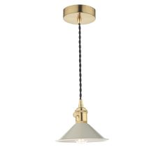 Hadano 1 Light E14 Natural Brass Adjustable Pendant C/W Cashmere Shade