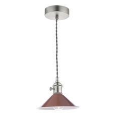 Hadano 1 Light E14 Antique Chrome Adjustable Pendant C/W Umber Shade